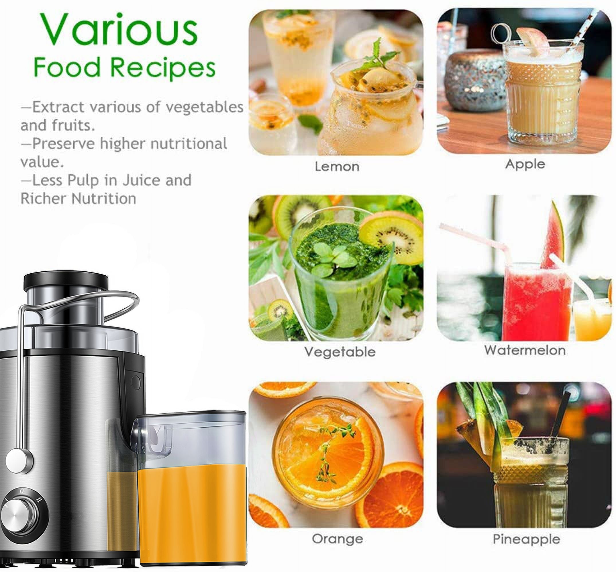 Juicer, Upgraded Juicer Machine for Fruits and Vegetables with 3'' Wid