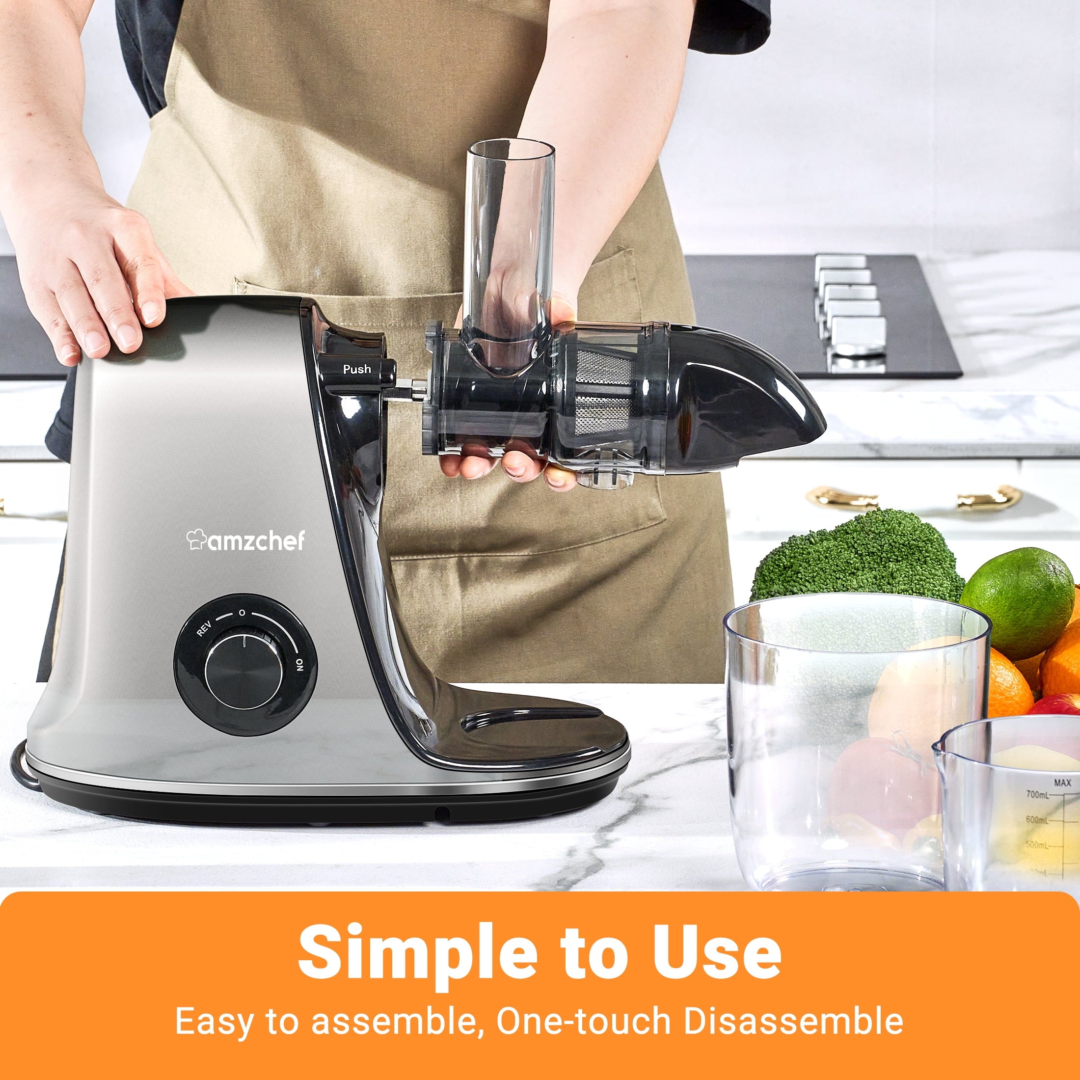 AMZCHEF Slow Cold Press Juicer Machines for Vegetable and Fruit Mastic