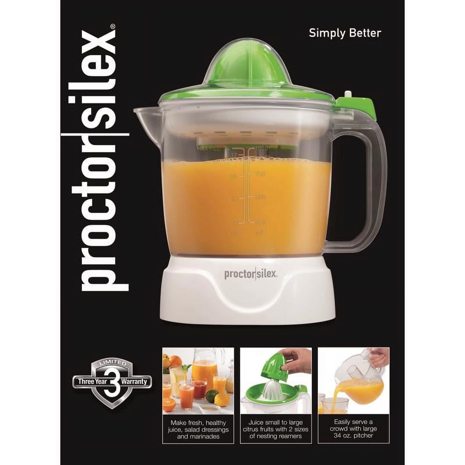 Proctor Silex Electric Citrus Juicer, Orange Juicer, Lemon Juicer, 34