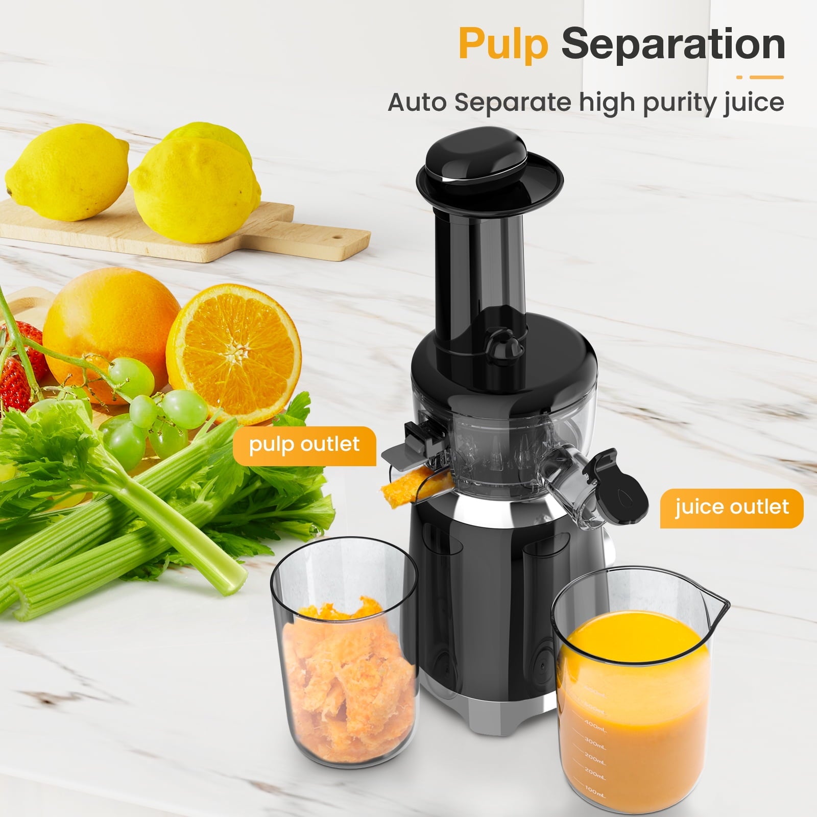 Pyukix Masticating Juicer for Fruits and Vegetables, Powerful Small Ju