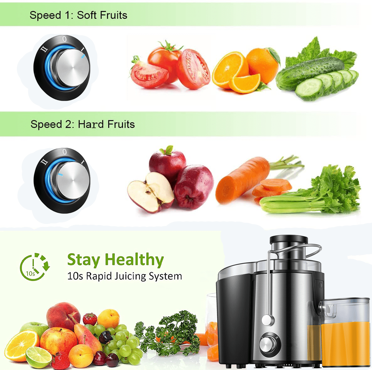 Juicer, Upgraded Juicer Machine for Fruits and Vegetables with 3'' Wid