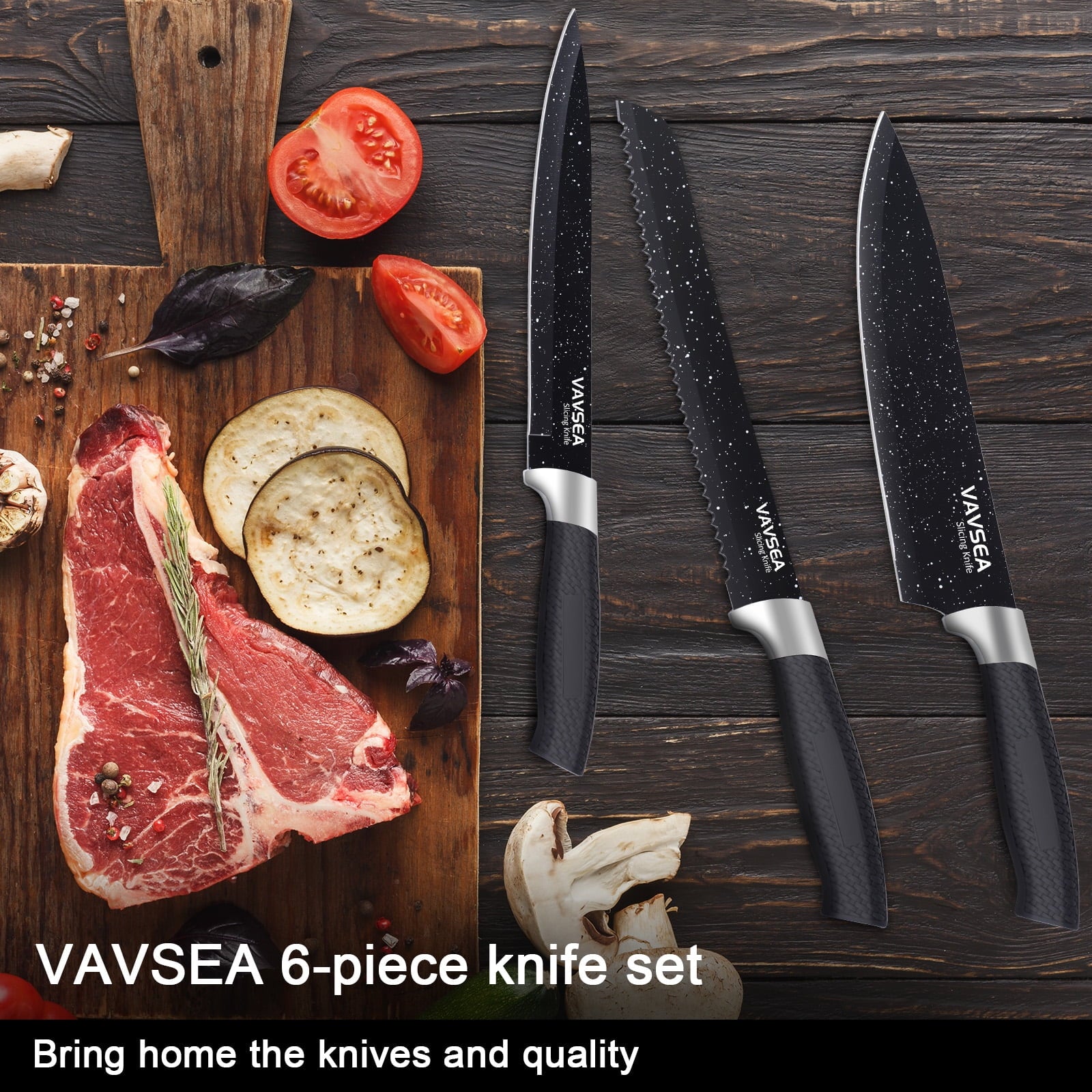 VAVSEA Chef Knife Set, 6Pcs Stainless Steel Kitchen Knife Set, Chef  K