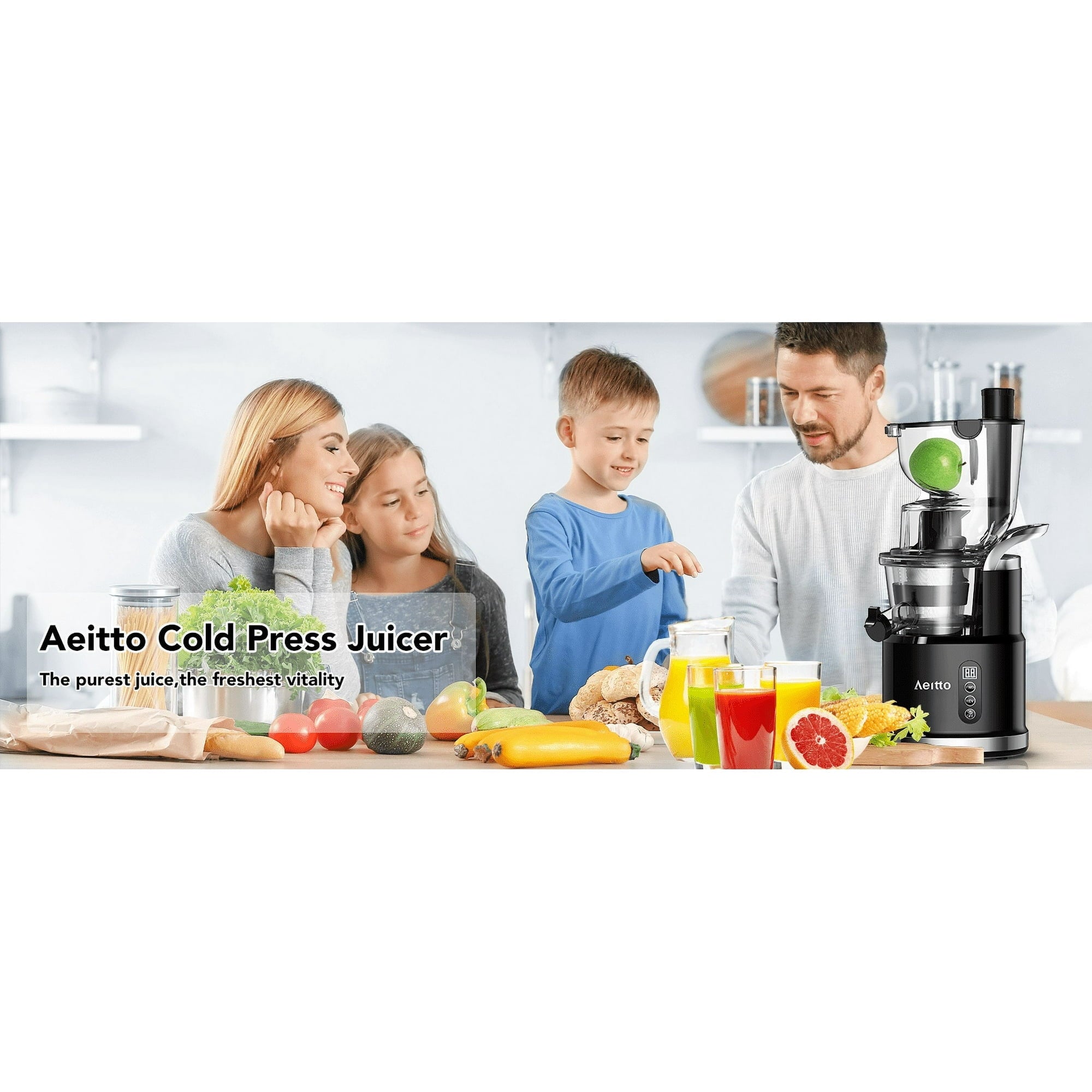 Juicer Machine, Aeitto Cold Press Juicer with Big Wide 83mm Chute 900