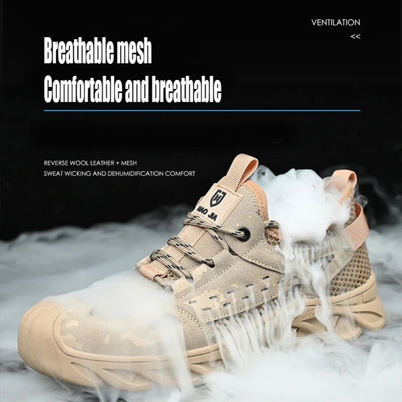 Waliantile Summer Breathable Safety Shoes For Men Anti-smashing construction Working Shoes Male Indestructible Safety Sneakers