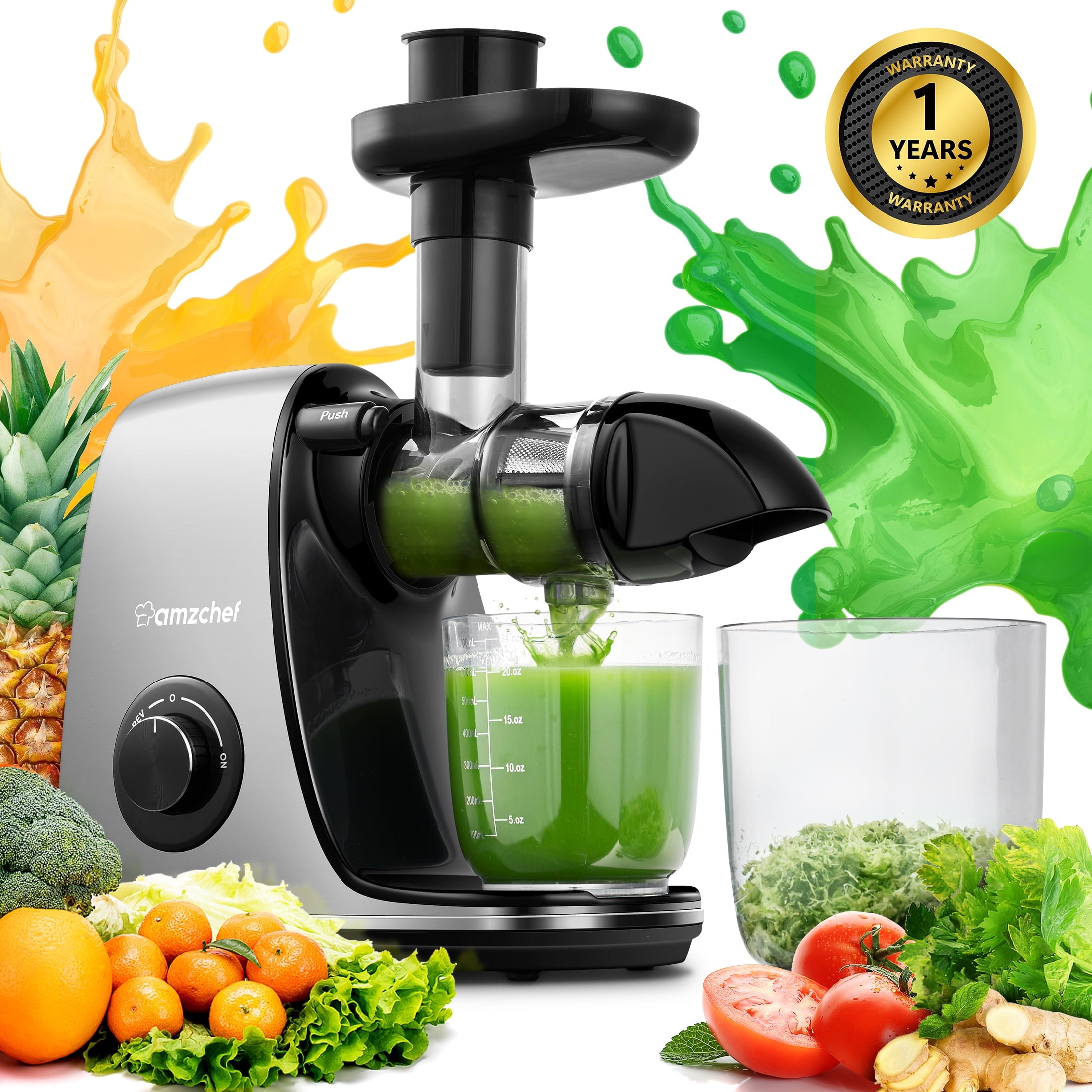 AMZCHEF Slow Cold Press Juicer Machines for Vegetable and Fruit Mastic