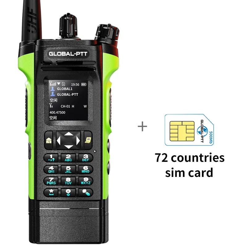 Global-ptt 6500 walkie talkie 4G POC+UHF Two-way radio profesional commutator large long range phones telecommunications police