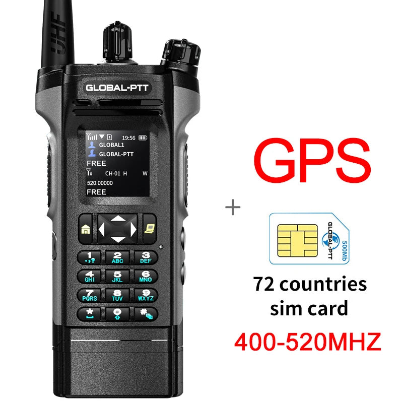 Global-ptt 6500 walkie talkie 4G POC+UHF Two-way radio profesional commutator large long range phones telecommunications police