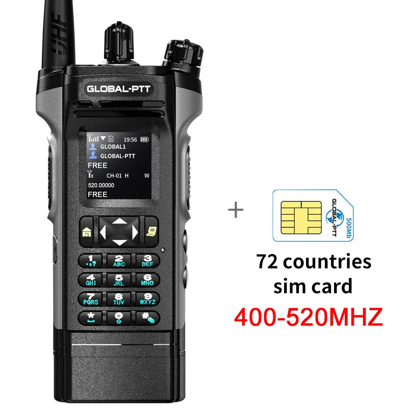 Global-ptt 6500 walkie talkie 4G POC+UHF Two-way radio profesional commutator large long range phones telecommunications police