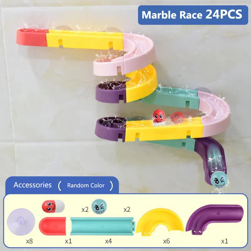 Baby Bath Toys Wall Suction Cup Marble Race Run Track Bathroom Bathtub Water Game Play Bathing Shower Toys For Children