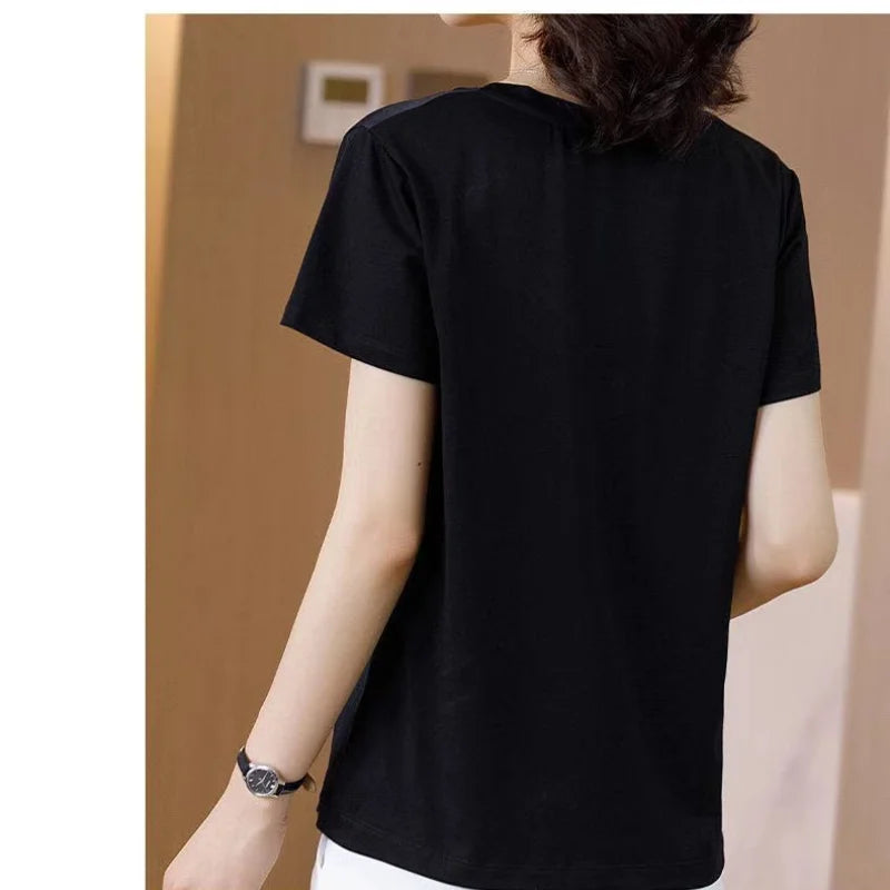 Summer Oversized Women's Clothing Fashion Printing Simplicity Round Neck Short Sleeve Commuter Versatile Temperament T-shirt