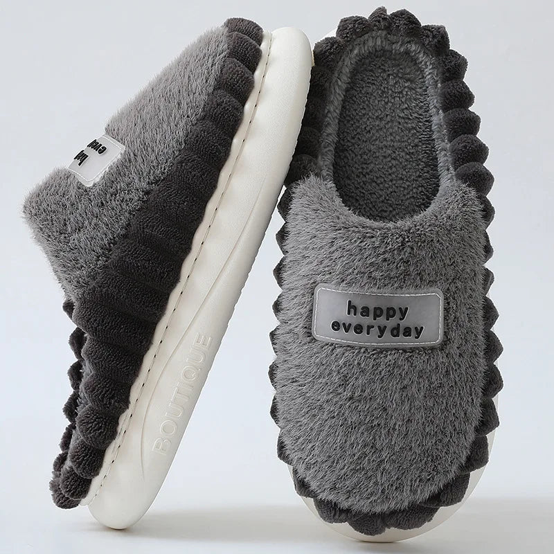 Big slipper for man thick sole home shoes large size 46 47 men warm cotton slippers winter slides indoor fuzzy flip flops furry