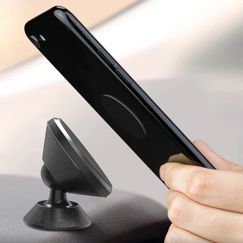 Magnetic Car Phone Holder Leather Grain 360 Degree Rotation Built-in Magnets Bracket  Mobile Phone Telecommunications Part