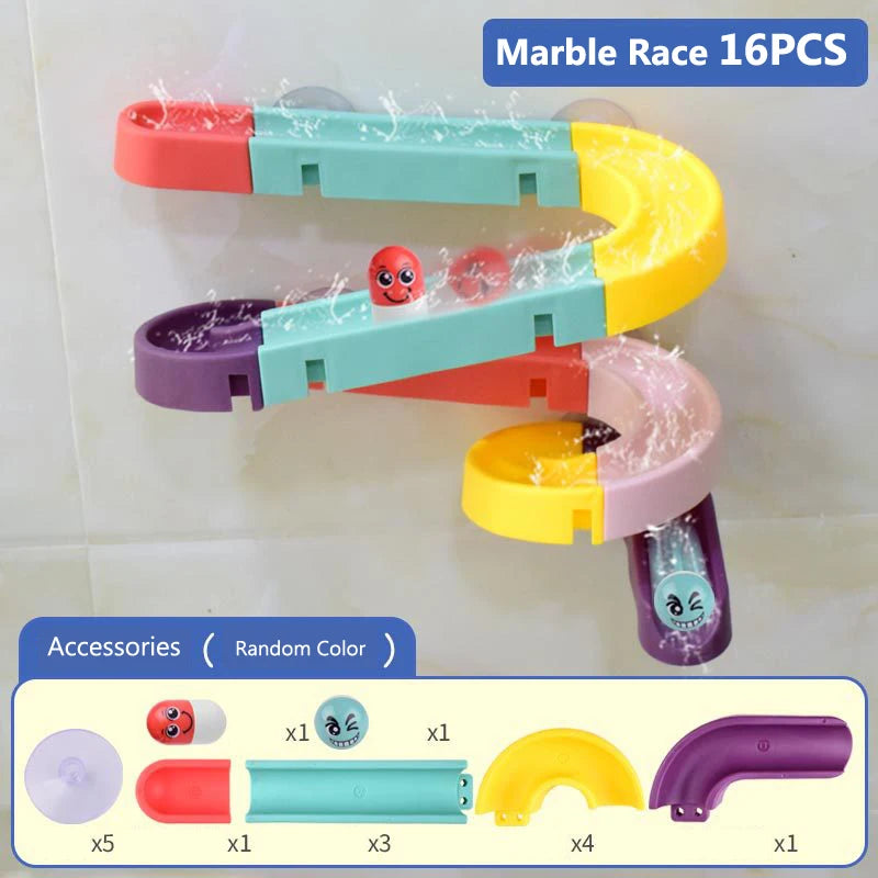 Baby Bath Toys Wall Suction Cup Marble Race Run Track Bathroom Bathtub Water Game Play Bathing Shower Toys For Children