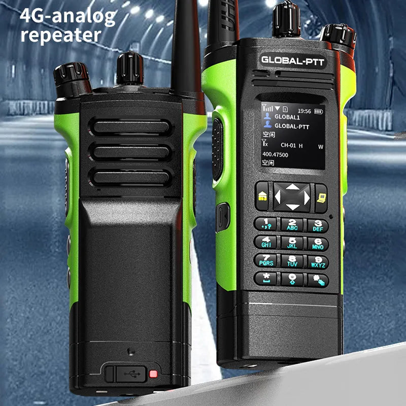 Global-ptt 6500 walkie talkie 4G POC+UHF Two-way radio profesional commutator large long range phones telecommunications police