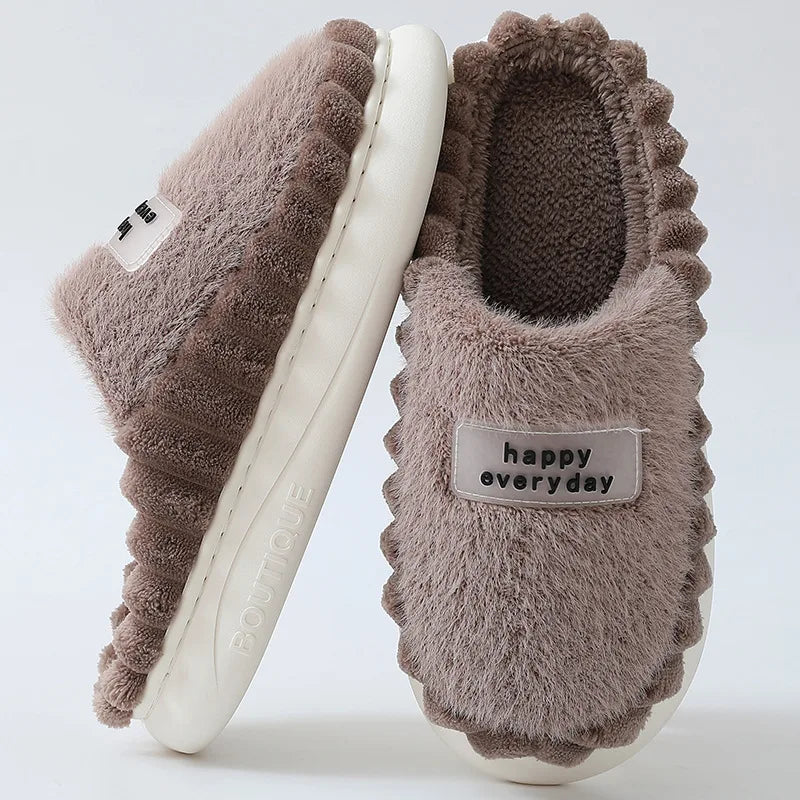 Big slipper for man thick sole home shoes large size 46 47 men warm cotton slippers winter slides indoor fuzzy flip flops furry