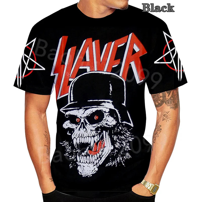 2024 Summer New Men's T-shirt Men O Neck Skull 3D Printed Street Trend Harajuku Style Hip Hop Clothing T-shirt Short Sleeve Tops