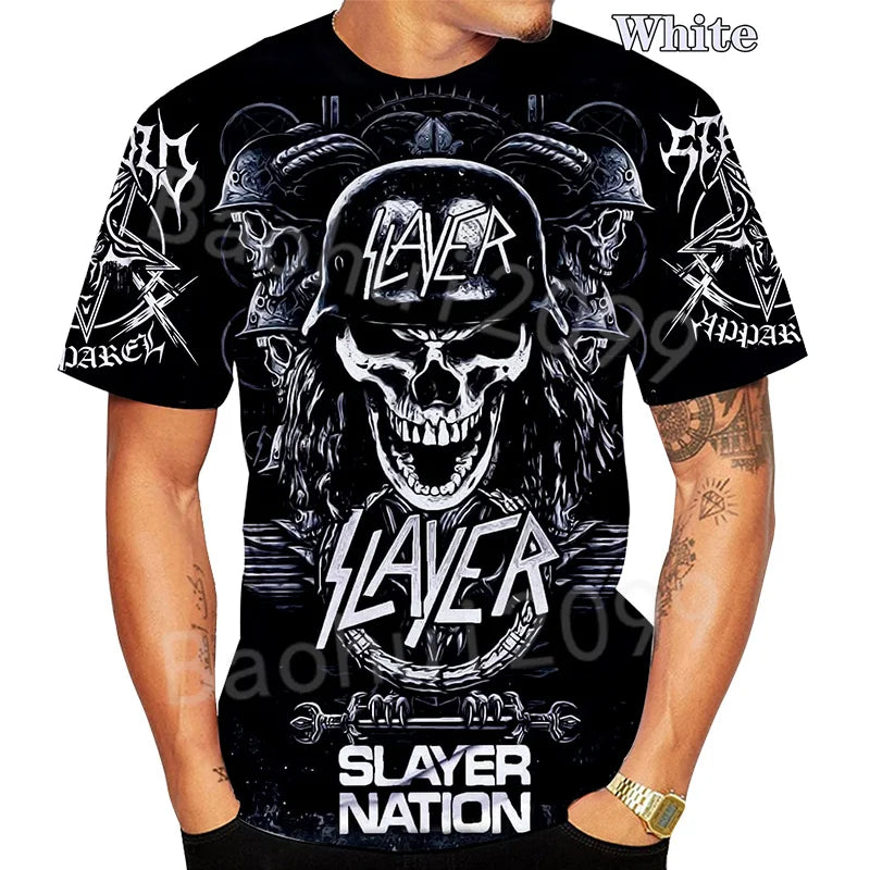 2024 Summer New Men's T-shirt Men O Neck Skull 3D Printed Street Trend Harajuku Style Hip Hop Clothing T-shirt Short Sleeve Tops