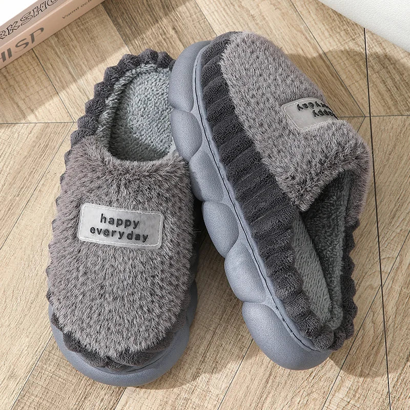 Big slipper for man thick sole home shoes large size 46 47 men warm cotton slippers winter slides indoor fuzzy flip flops furry