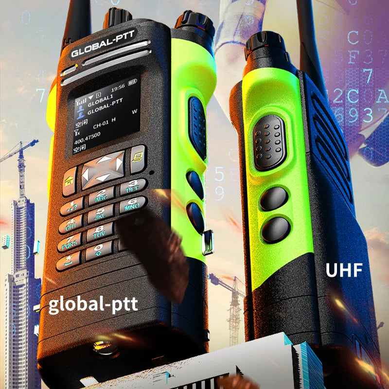 Global-ptt 6500 walkie talkie 4G POC+UHF Two-way radio profesional commutator large long range phones telecommunications police