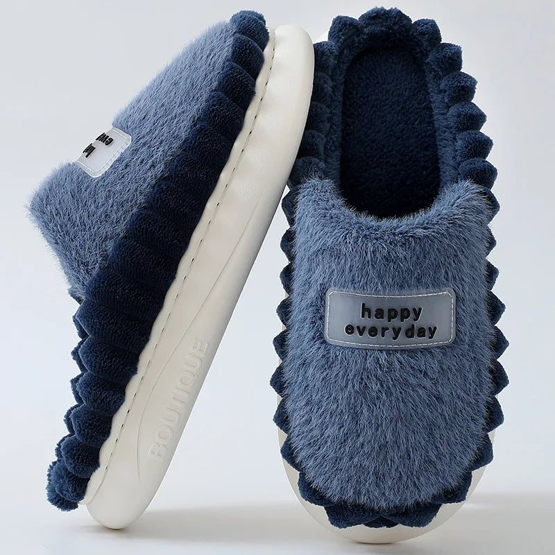 Big slipper for man thick sole home shoes large size 46 47 men warm cotton slippers winter slides indoor fuzzy flip flops furry