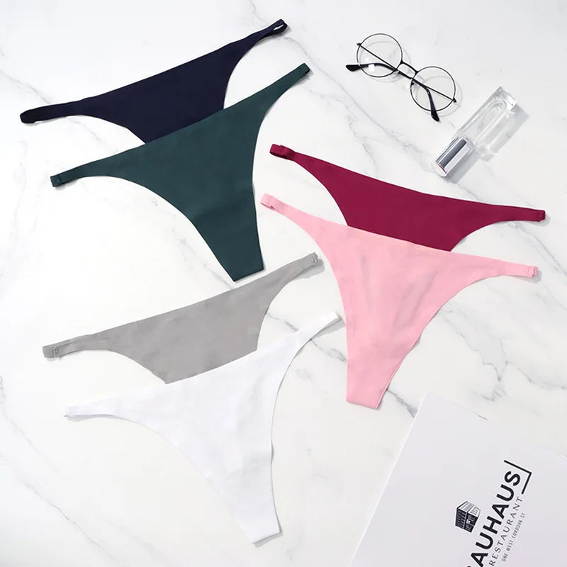 Ice Silk Seamless Panties For Women Soft Thin Band Thongs Woman Satin Underwear Female Bikini Panties String Tangas Mujer