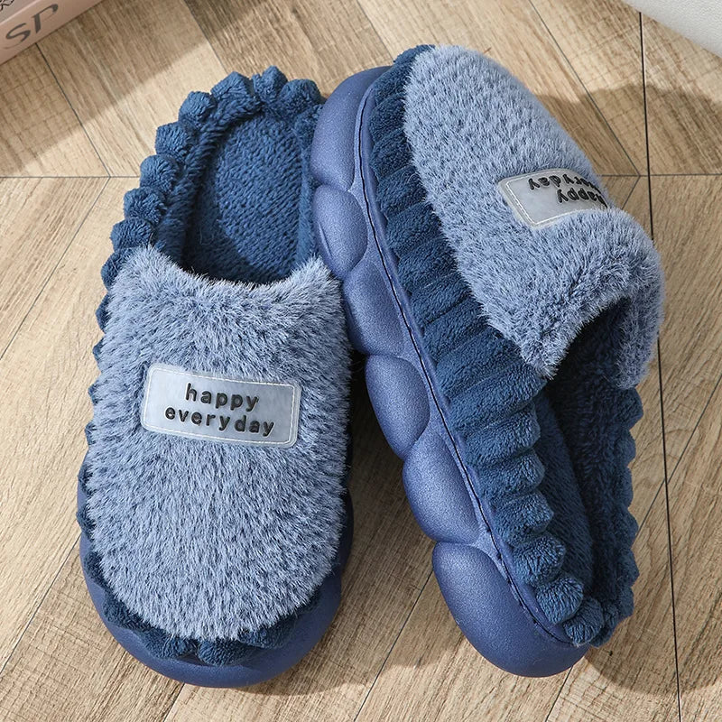 Big slipper for man thick sole home shoes large size 46 47 men warm cotton slippers winter slides indoor fuzzy flip flops furry