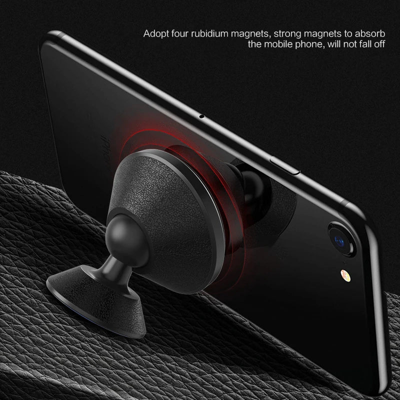 Magnetic Car Phone Holder Leather Grain 360 Degree Rotation Built-in Magnets Bracket  Mobile Phone Telecommunications Part