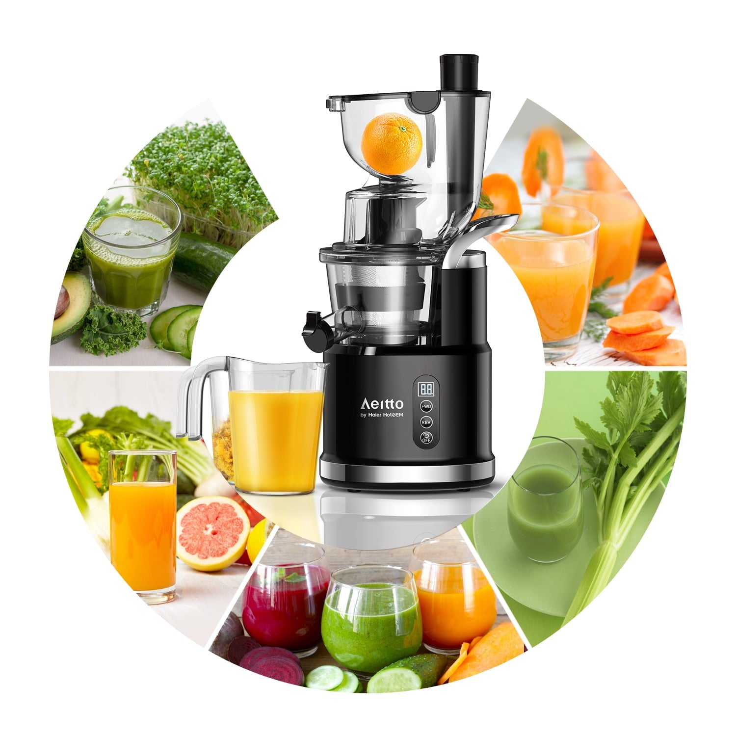 Juicer Machine, Aeitto Cold Press Juicer with Big Wide 83mm Chute 900