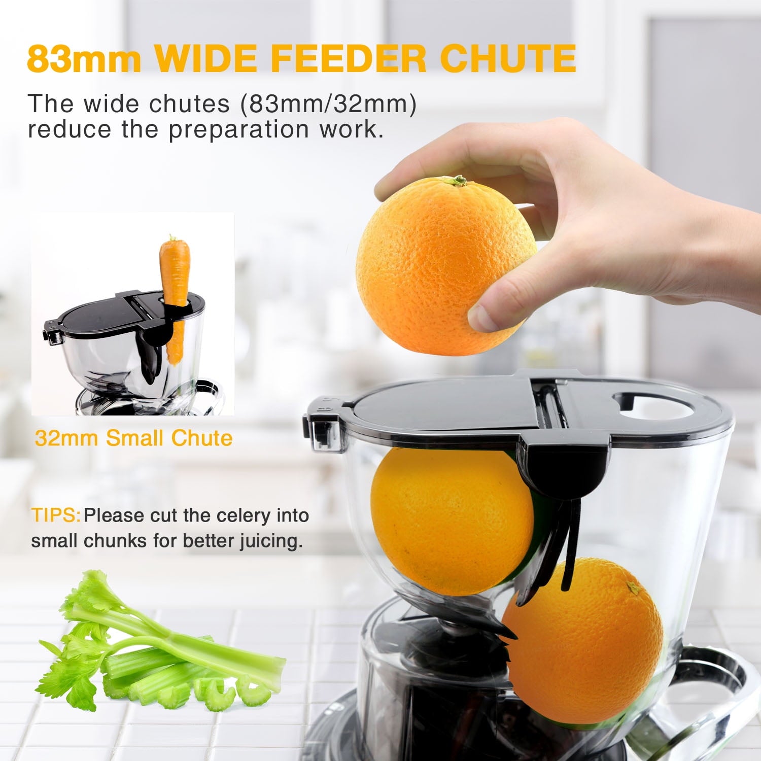 Juicer Machine, Aeitto Cold Press Juicer with Big Wide 83mm Chute 900