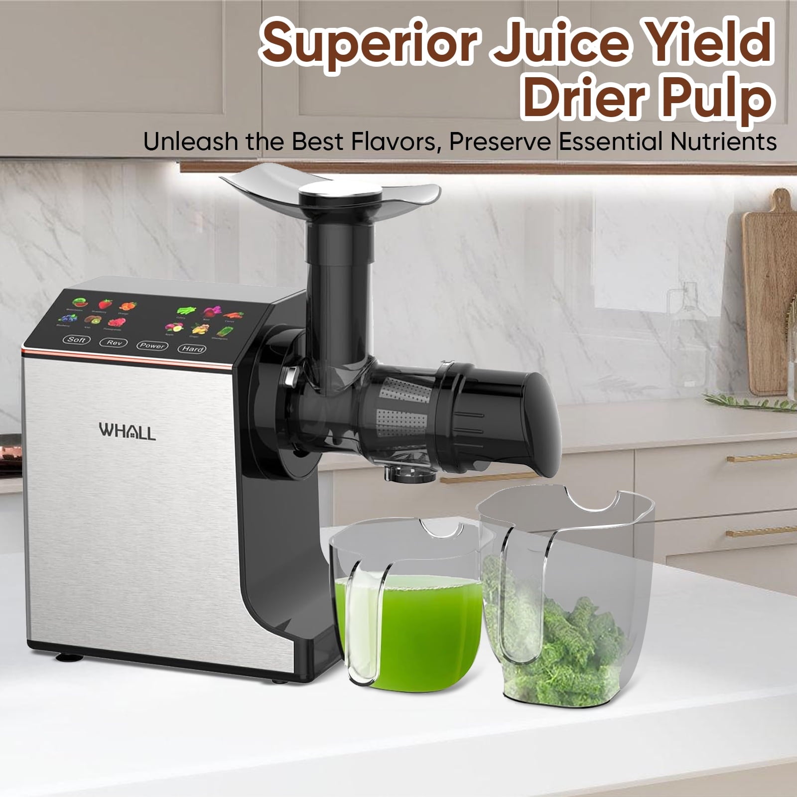 WHALL Slow Masticating Juicer - Cold Press Juicer Machine with Touchsc